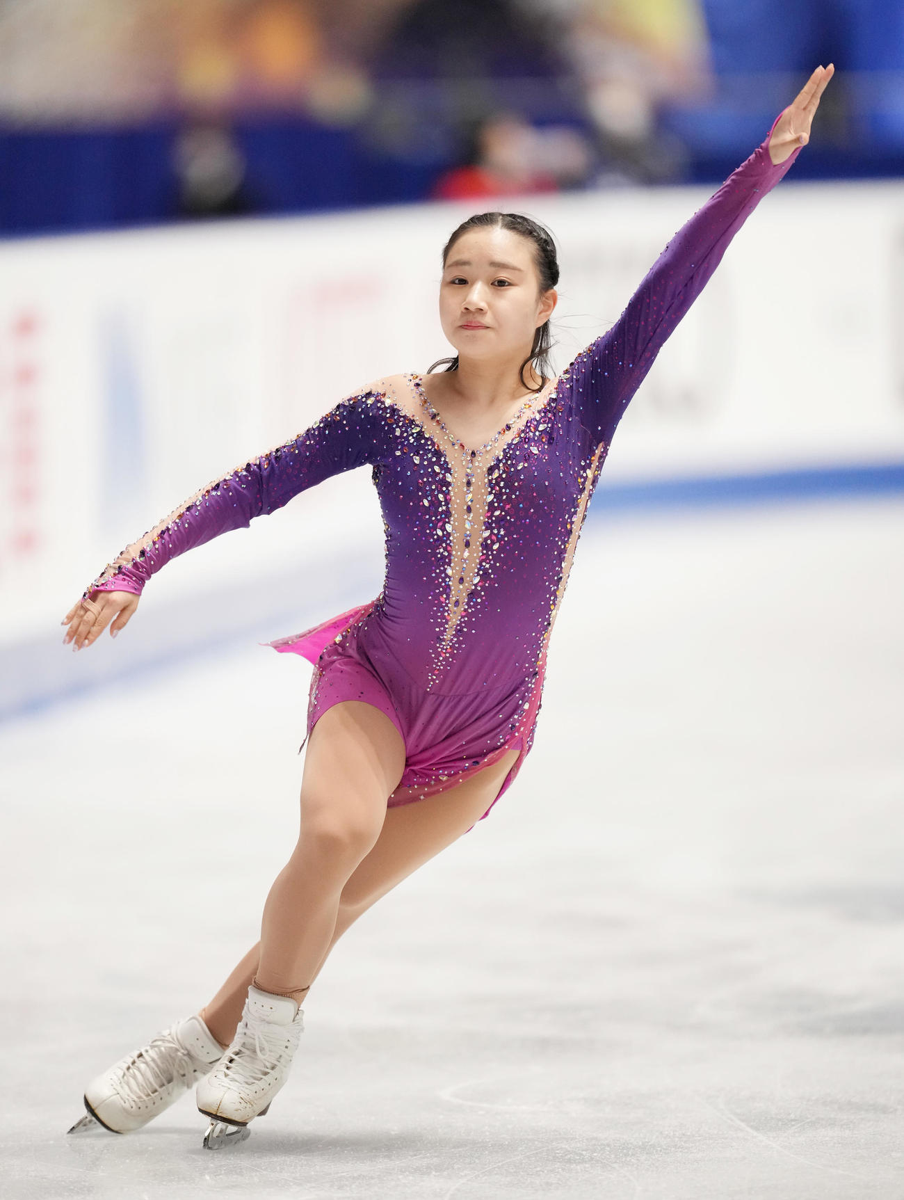 NHK杯女子フリーを前に最終調整する河辺（撮影・菅敏）