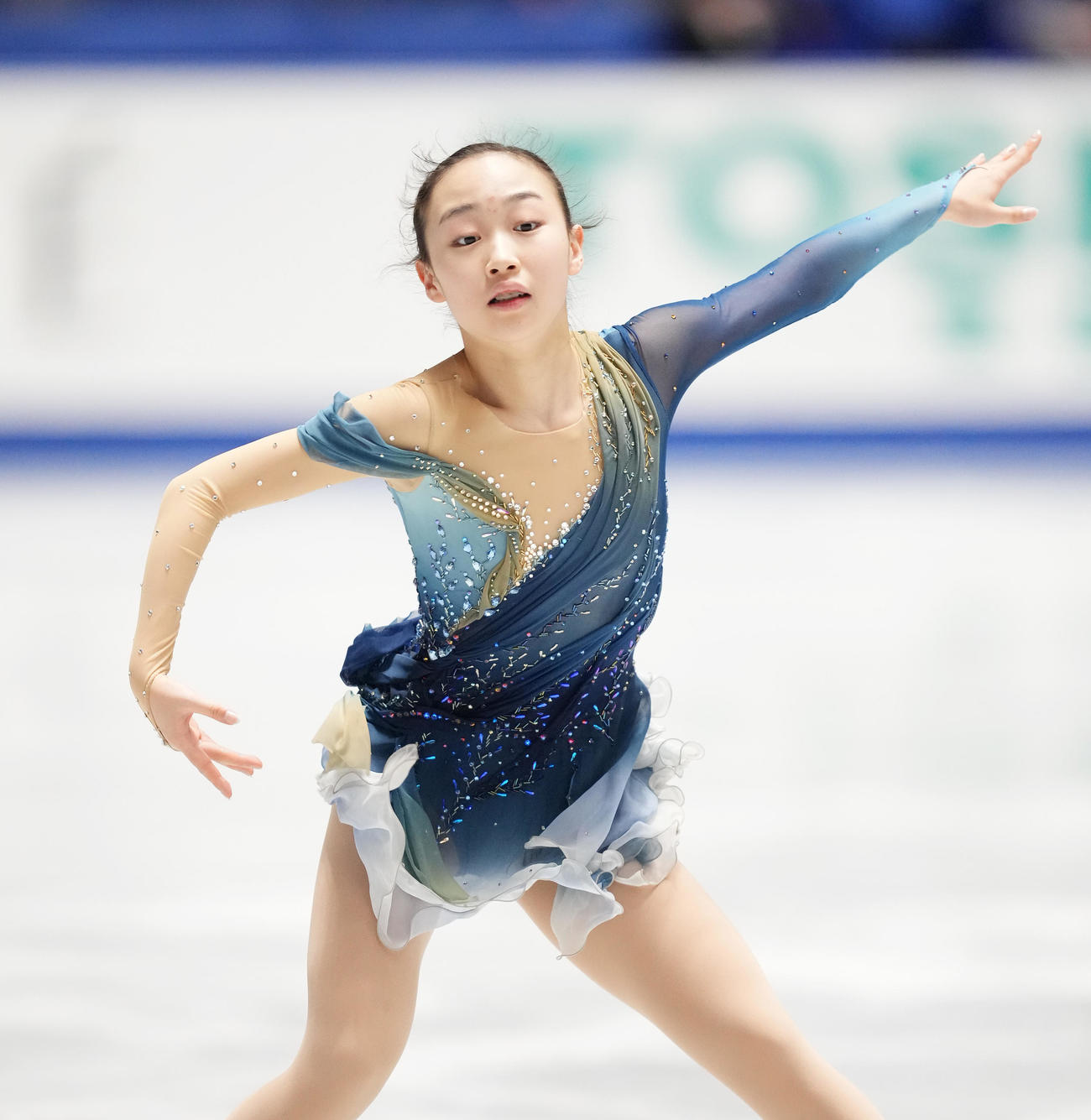 NHK杯女子フリーを前に最終調整する松生（撮影・菅敏）