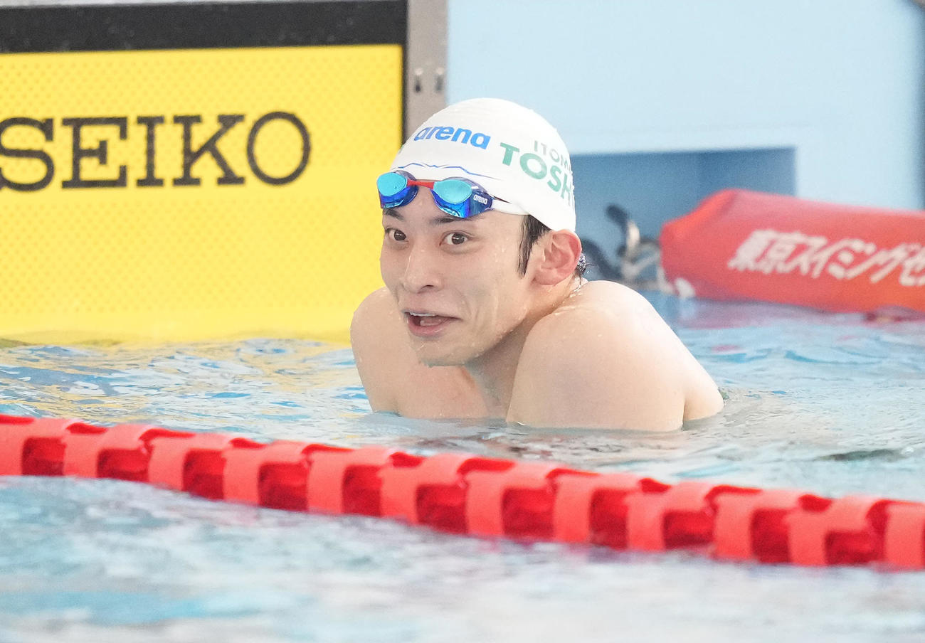 男子200メートル自由形予選を終えた入江（撮影・鈴木みどり）