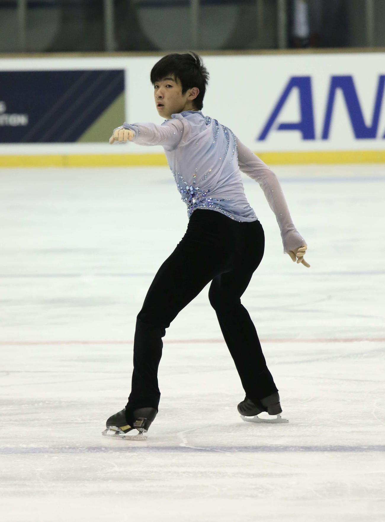 全日本ジュニア選手権男子フリーで演技する壺井（撮影・松本航）