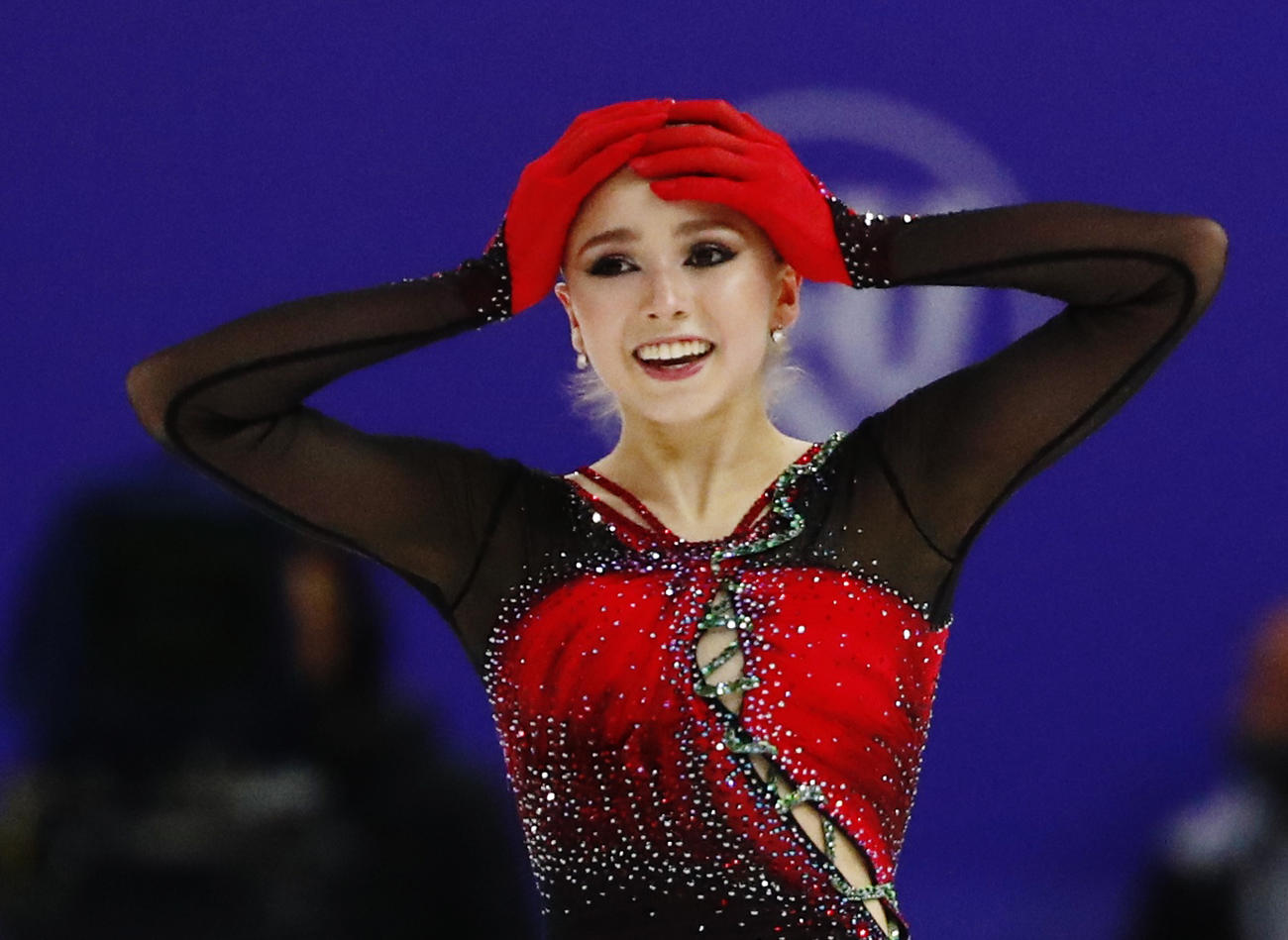 GP第6戦ロシア杯　フリーで演技を終えたカミラ・ワリエワ（AP）