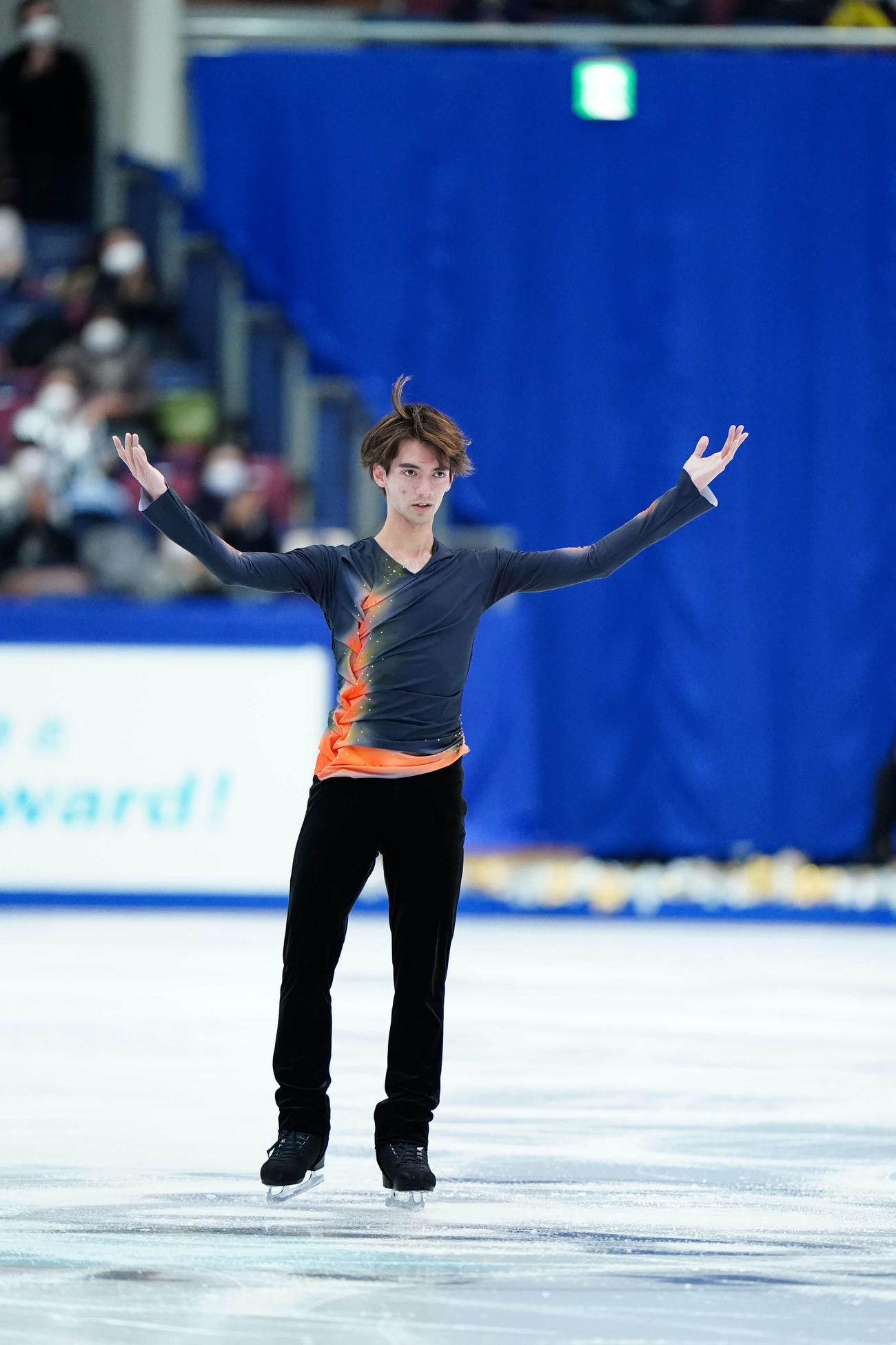 全日本選手権男子フリーの演技を終えた日野龍樹＝2020年12月26日