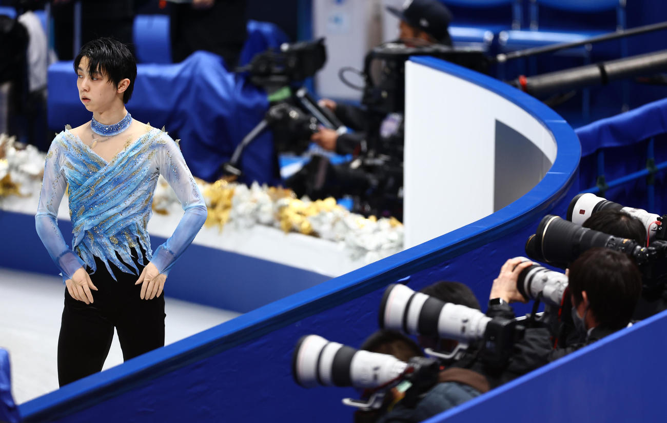 男子SPの第4組に登場する羽生（撮影・垰建太）