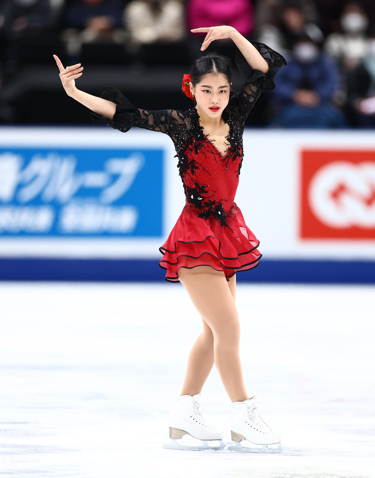 女子SPの演技をする横井（撮影・垰建太）