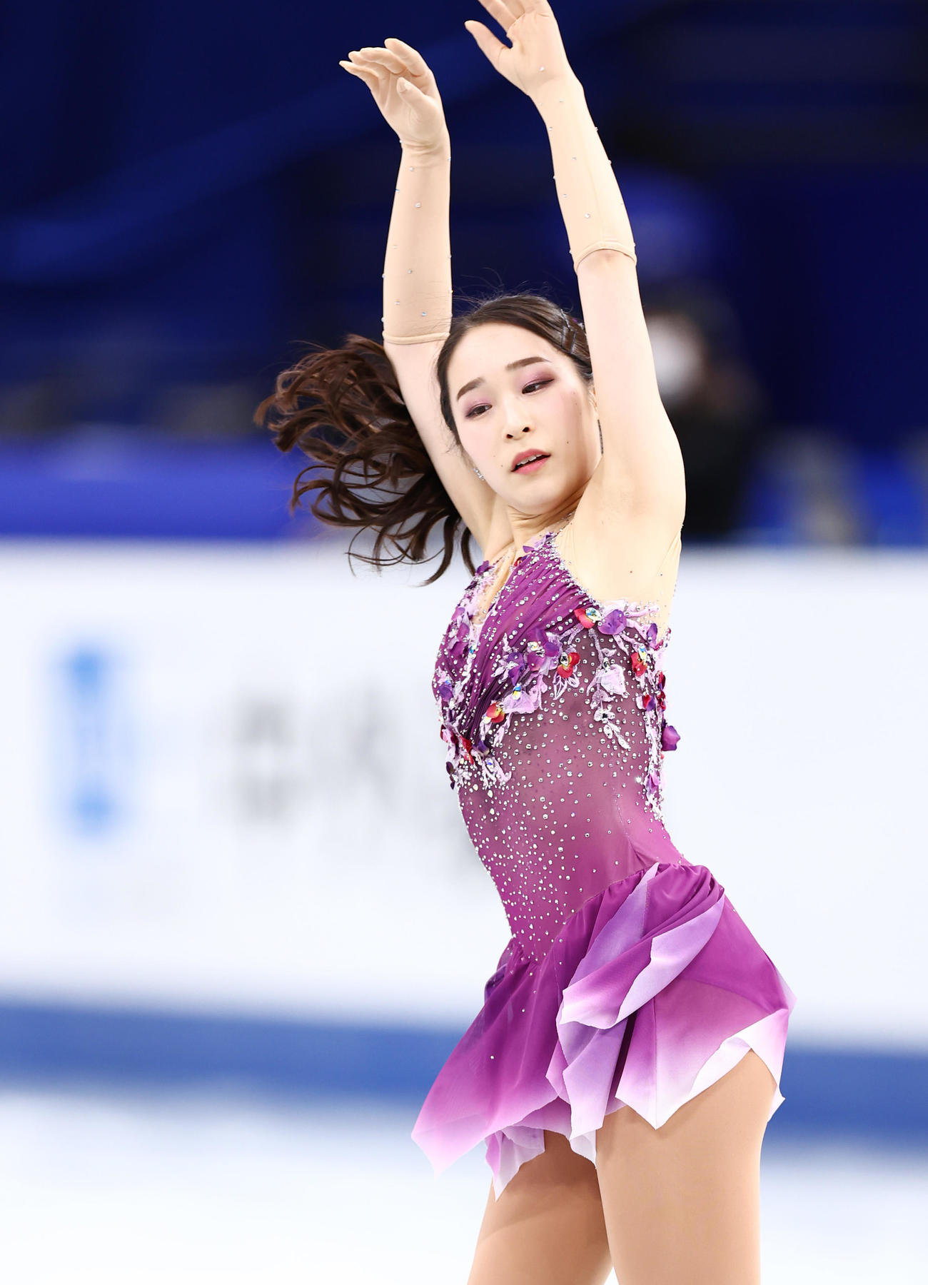 女子SPで演技する竹野比（撮影・垰建太）