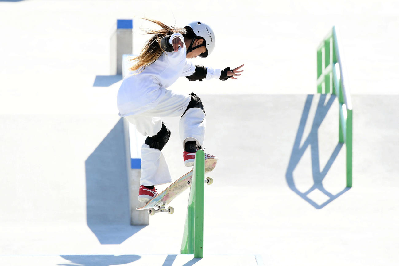 ストリート女子決勝で演技する赤間（撮影・滝沢徹郎）