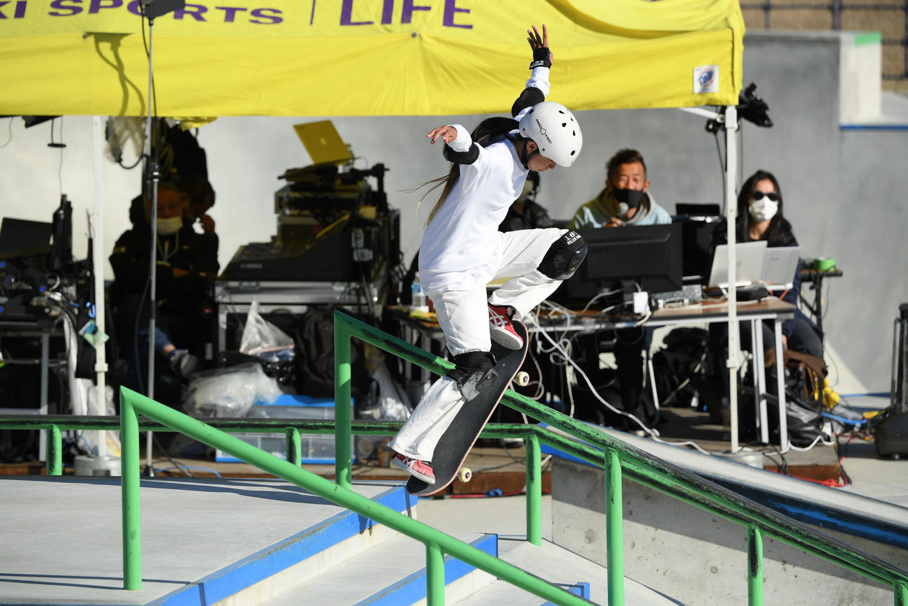 ストリート女子決勝で演技する赤間（撮影・滝沢徹郎）