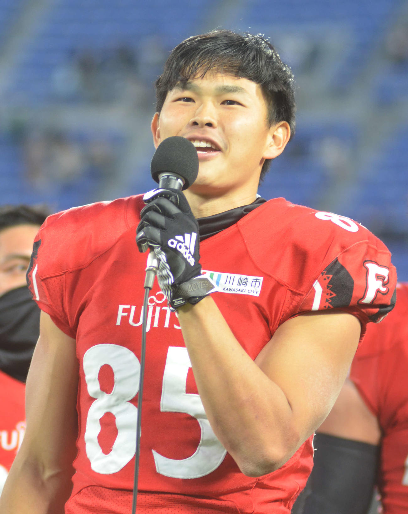 この日のチームMVPとなり、ライスボウルでの勝利を誓う富士通WR松井理己（撮影・吉池彰）