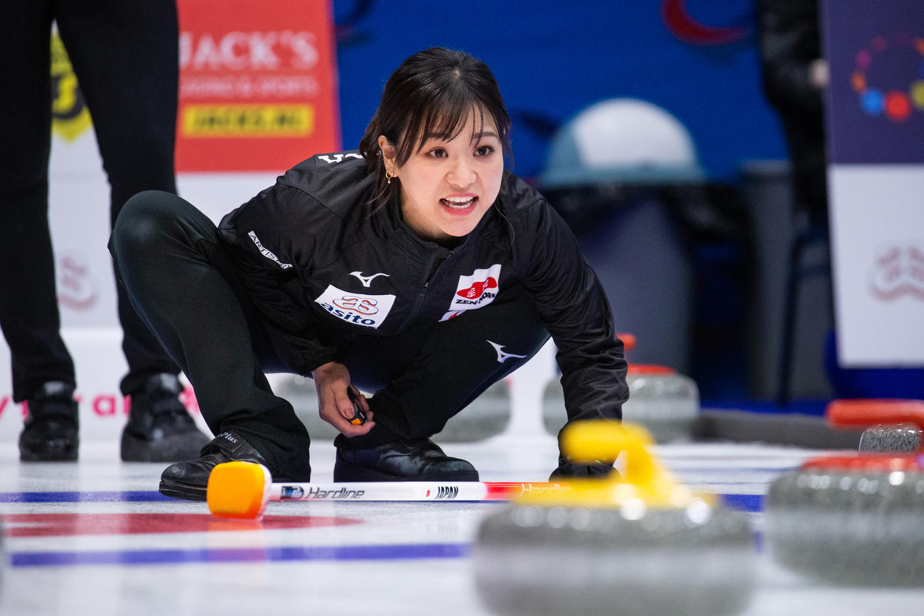 エストニア戦に出場したロコ・ソラーレ吉田知那美（C）WCF/Celine Stucki