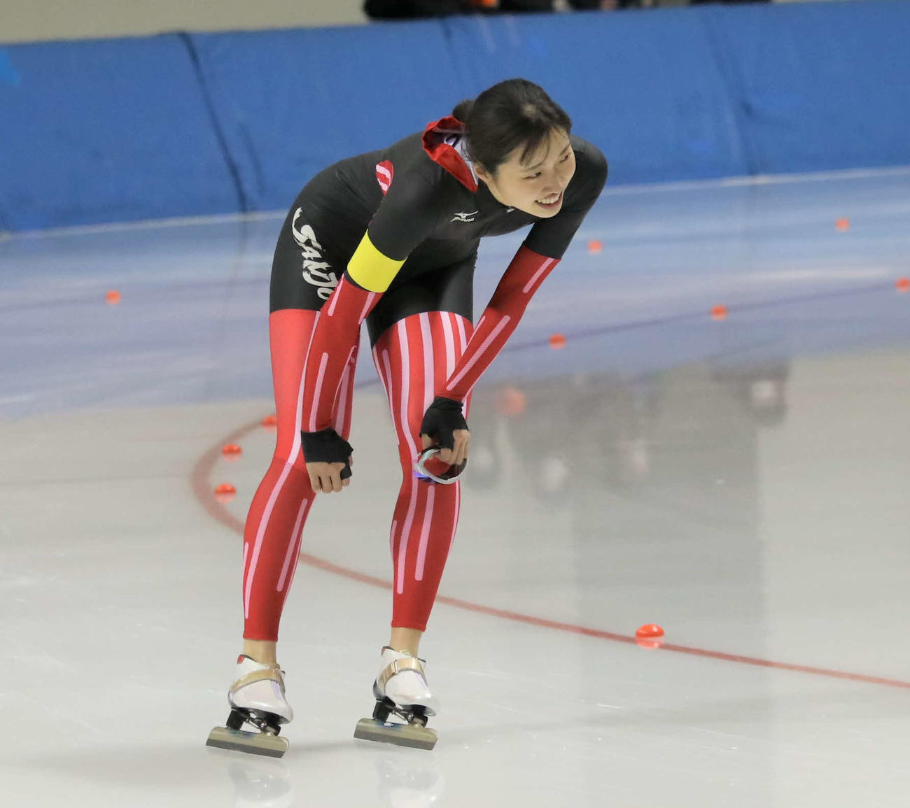 女子1000メートルで大会新記録をマークし、3連覇を果たした帯広三条の水戸（撮影・山崎純一）