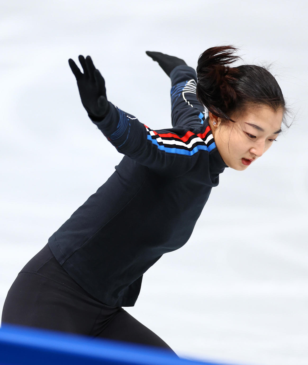 前日練習で演技の確認を行う坂本花織（撮影・垰建太）