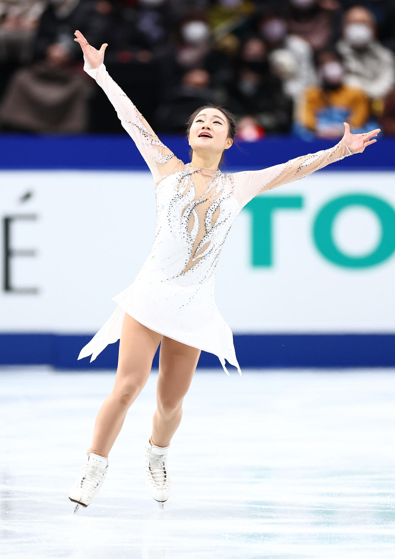 女子SPの演技をする河辺（撮影・垰建太）
