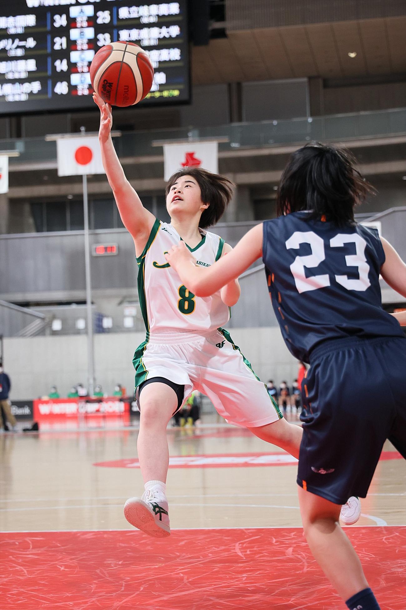 旭川藤星対日本航空　2Q、シュートを放つ旭川藤星・伊藤（左）（C)JBA