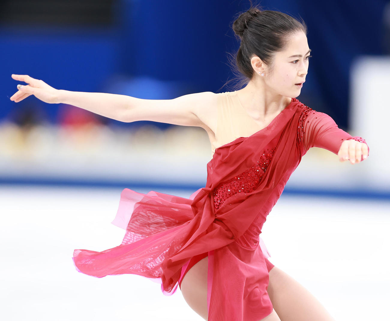 女子フリーの公式練習に臨む宮原（撮影・垰建太）
