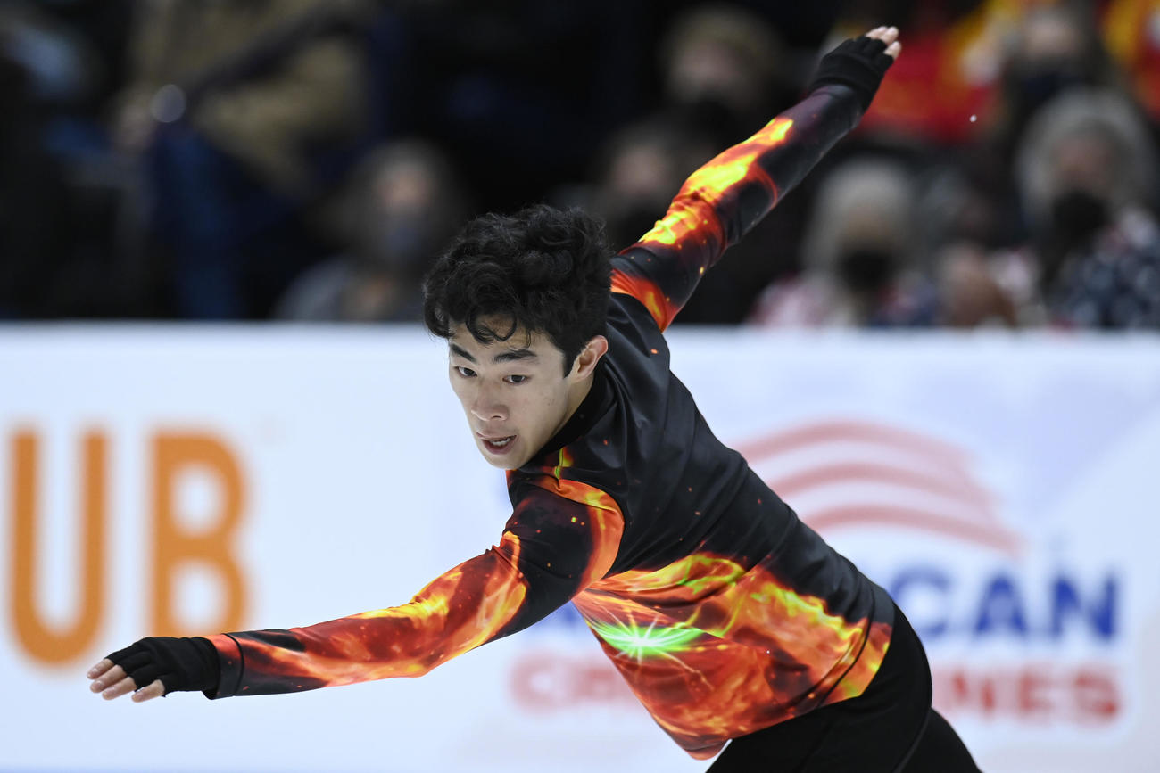 フィギュア全米選手権・男子フリーで演技するネーサン・チェン（AP）