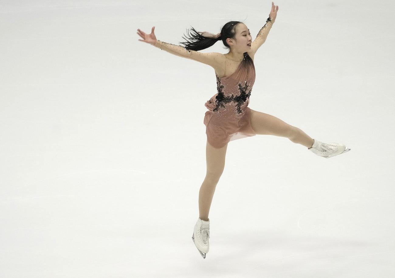4大陸選手権女子SP　演技する松生理乃（ロイター）