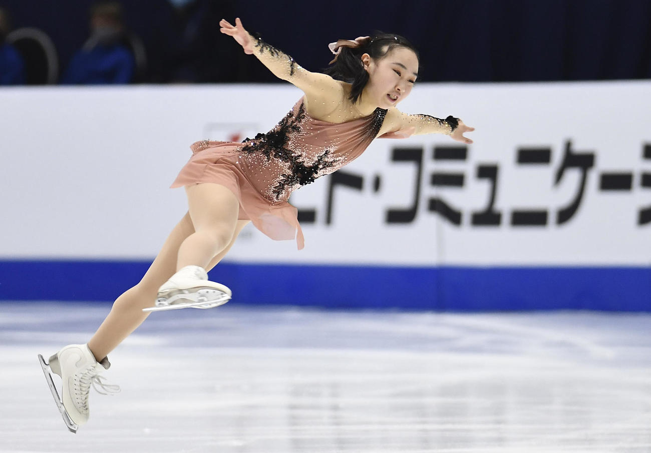 4大陸選手権女子SP　演技する松生理乃（AP）