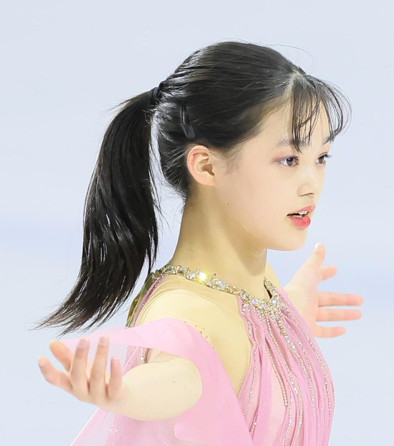 少年女子SPで演技する横井（撮影・足立雅史）