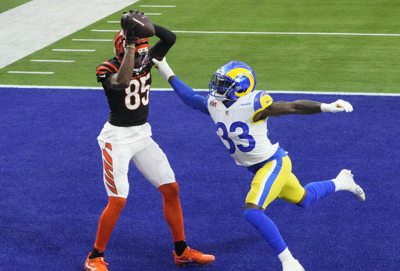 第2Q　タッチダウンパスをキャッチするベンガルズ・ヒギンス（85）（ロイター＝USA TODAY Sports）