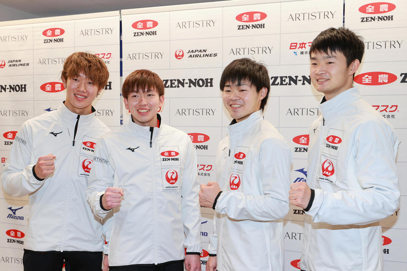 常呂ジュニアの、左から上川憂竜、中原亜星、前田拓紀、前田拓海（2021年12月12日撮影）