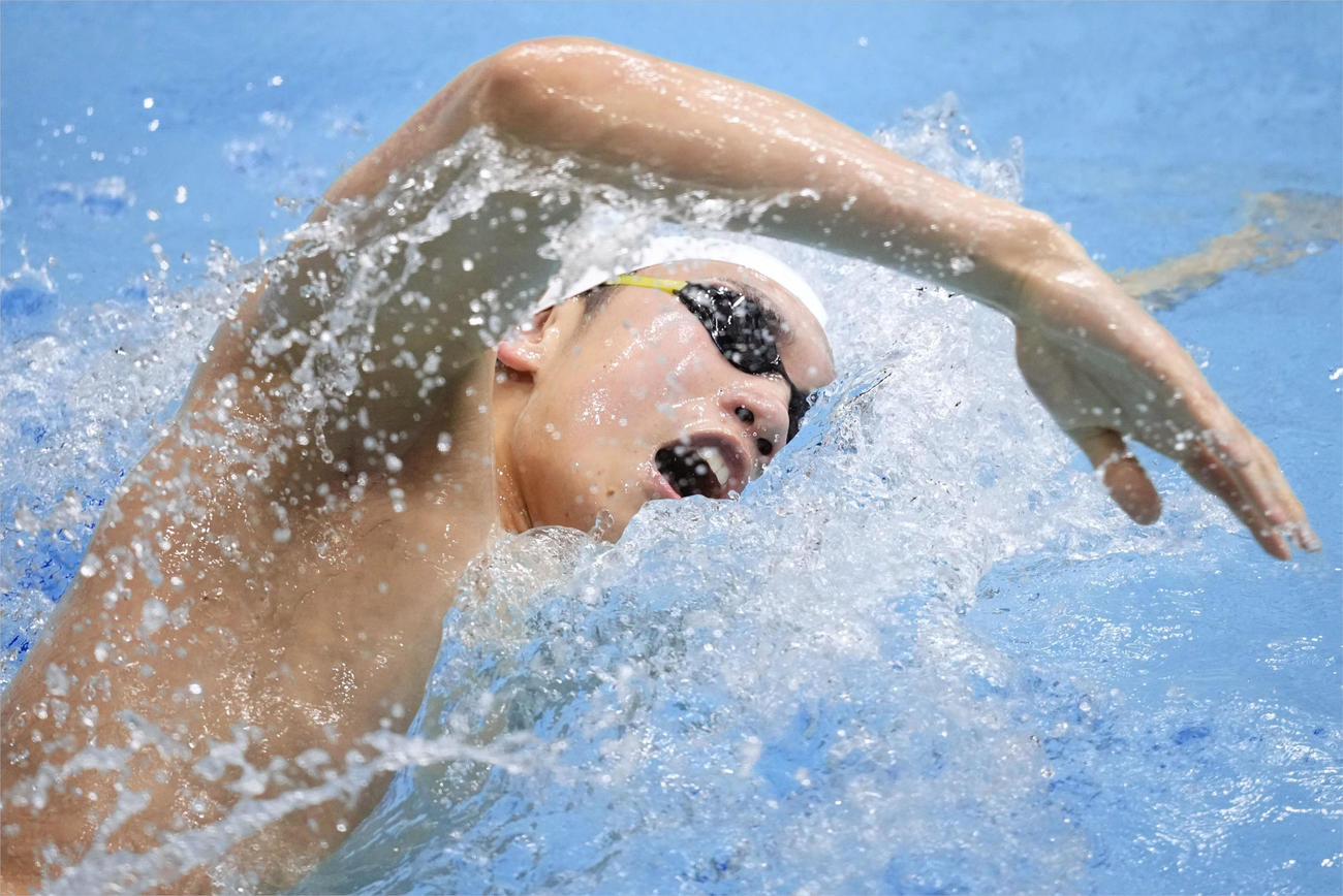 国際大会日本代表選手選考会　第2日　男子200メートル自由形決勝　力泳する松元（代表撮影）