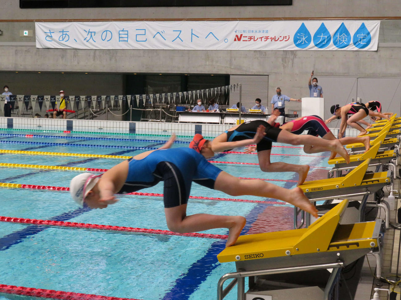 今回の泳力検定会では女子の方が多く参加（撮影・横田義光）