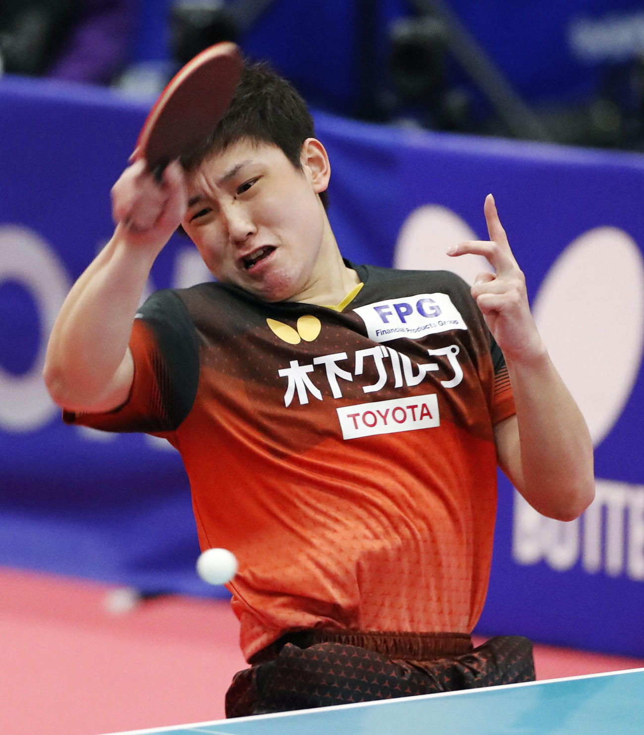 男子決勝で及川瑞基を下し、優勝した張本智和（共同）