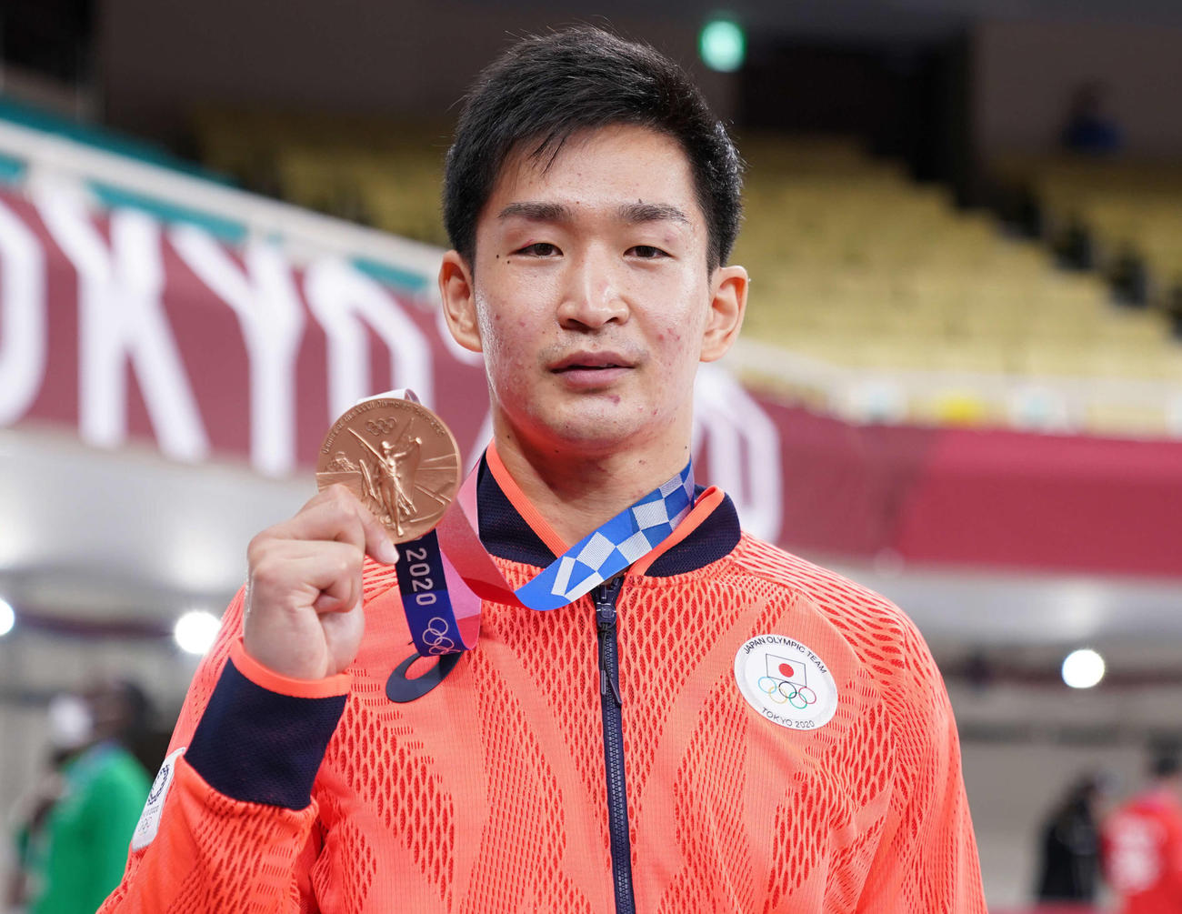 東京五輪空手男子組手75キロ超級で銅メダル荒賀龍太郎（2021年8月7日撮影）