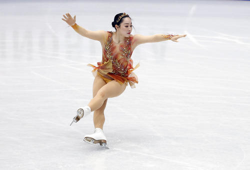 フィギュアスケート世界選手権女子フリー　演技する樋口新葉（ロイター）