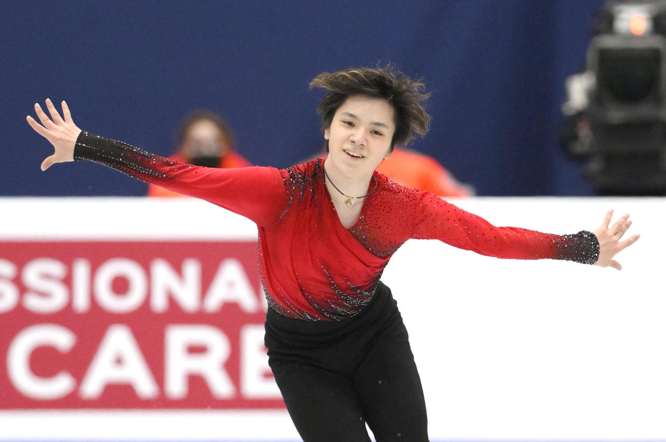男子SP　演技する宇野昌磨＝モンペリエ（共同）