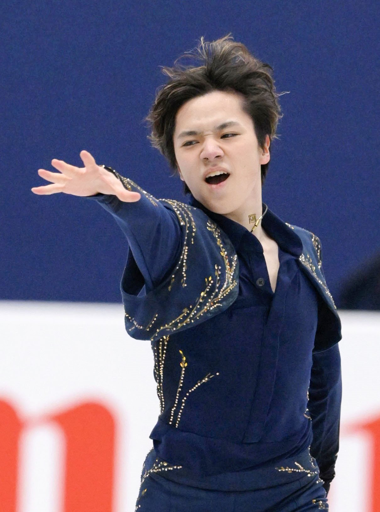 男子フリーで演技する宇野昌磨（共同）