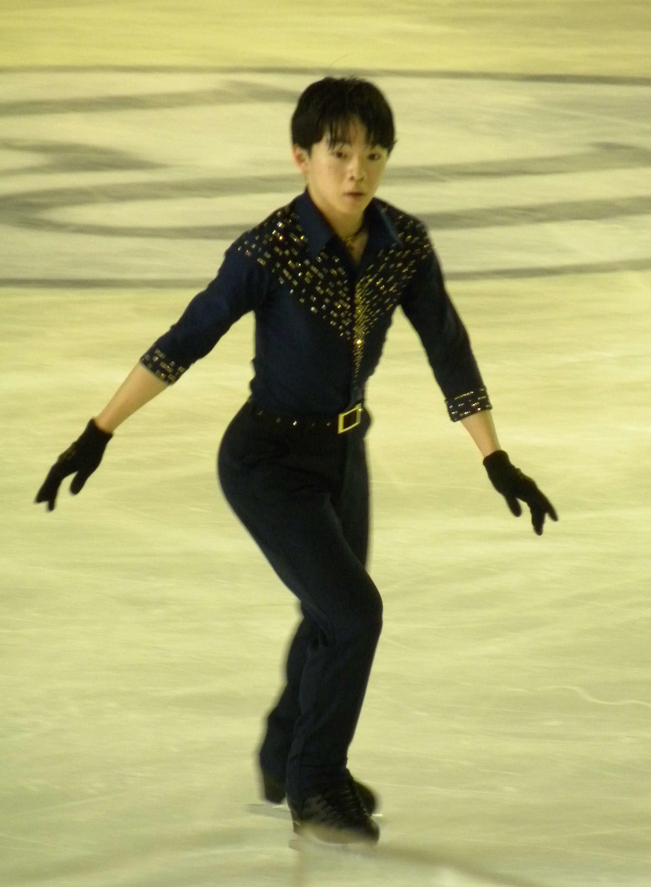 世界選手権男子の公式練習に臨んだ鍵山優真（2022年3月24日撮影）