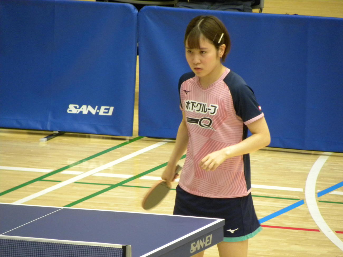 卓球のアジア大会日本代表選考会で集中する平野美宇（撮影・松本航）