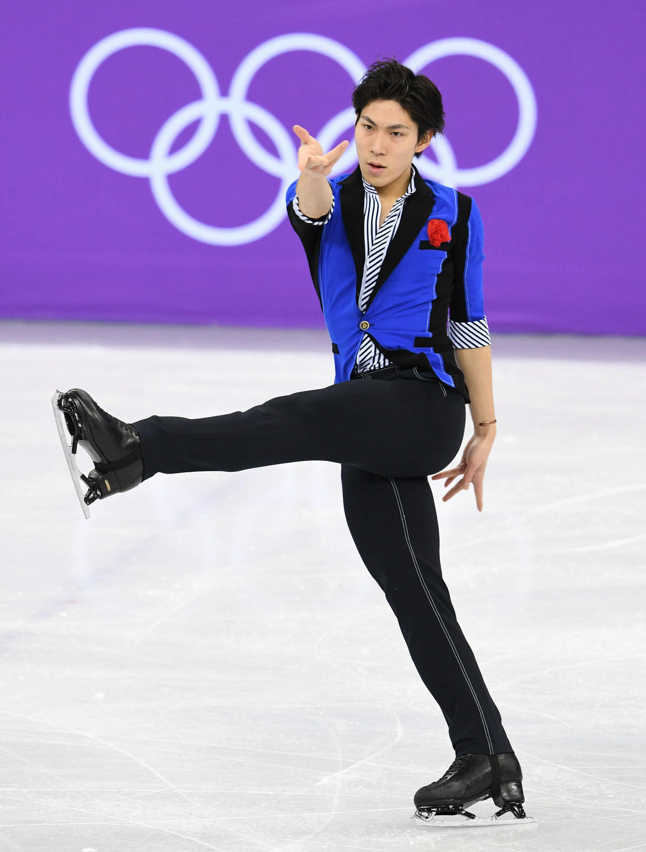 18年2月、平昌五輪フィギュアスケート団体男子フリーで演技をする田中