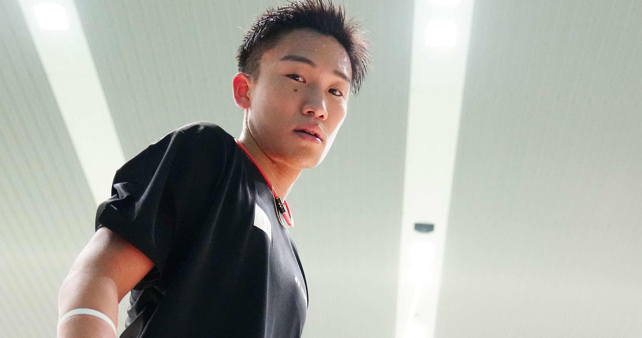 バドミントン日本代表の桃田賢斗（2021年7月21日撮影）