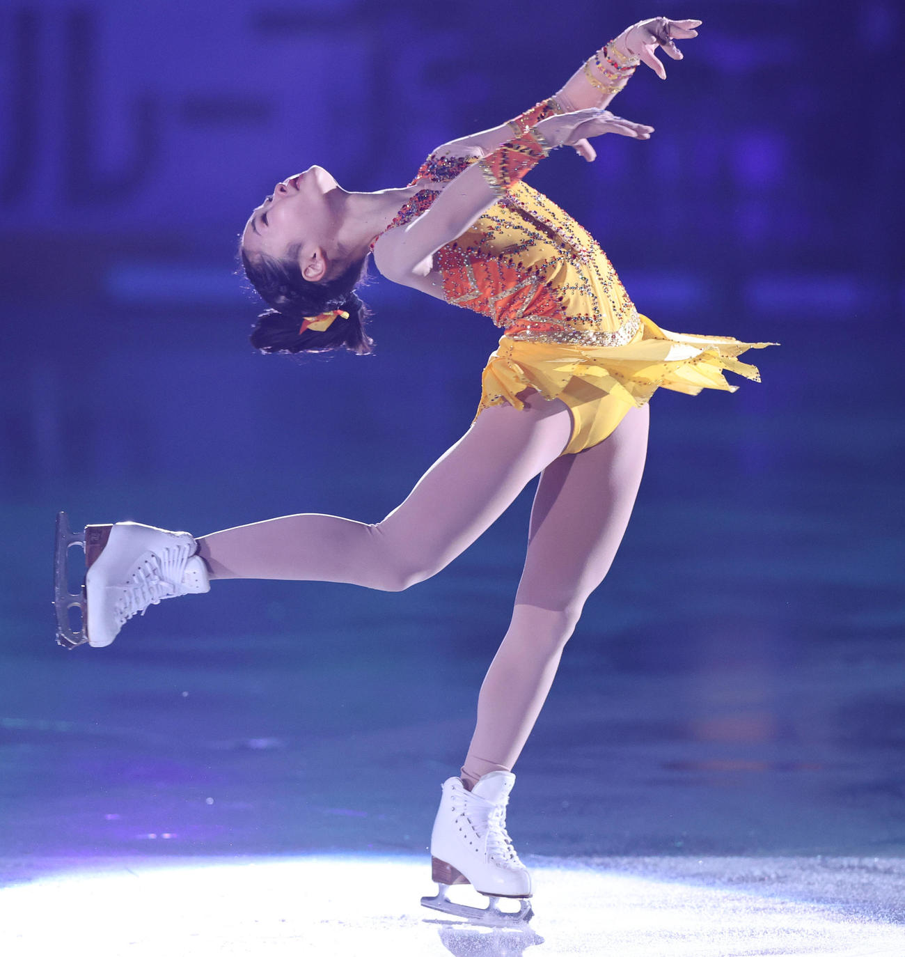 アイスショー「ブルームオンアイス」　華麗な演技を披露する島田麻央（撮影・上山淳一）