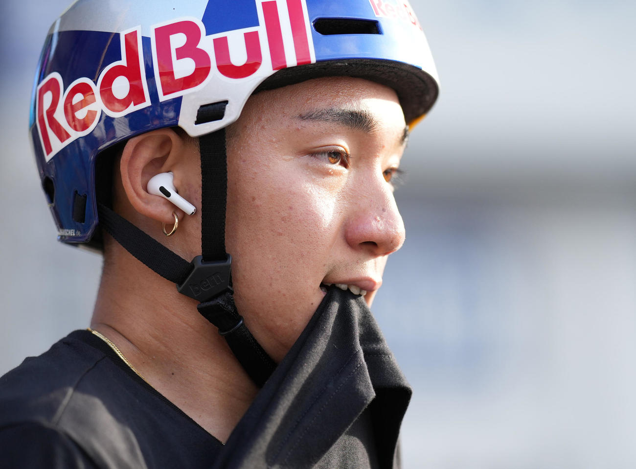 男子BMXパーク決勝でスタートを待つ中村（撮影・菅敏）