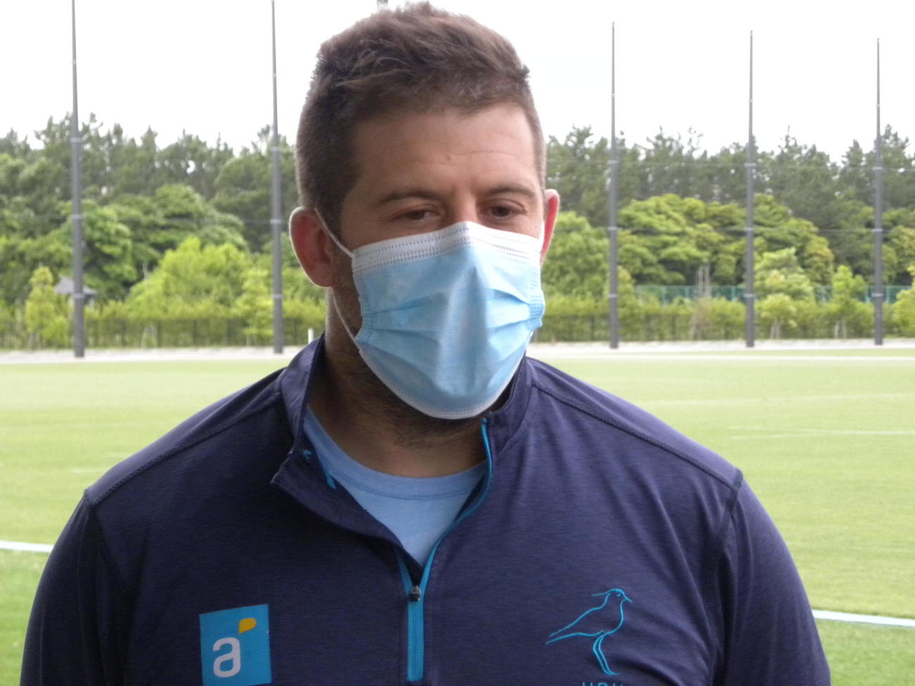 日本代表とのテストマッチに向けての練習を終えたウルグアイのロック、マニョ（撮影・松本航）