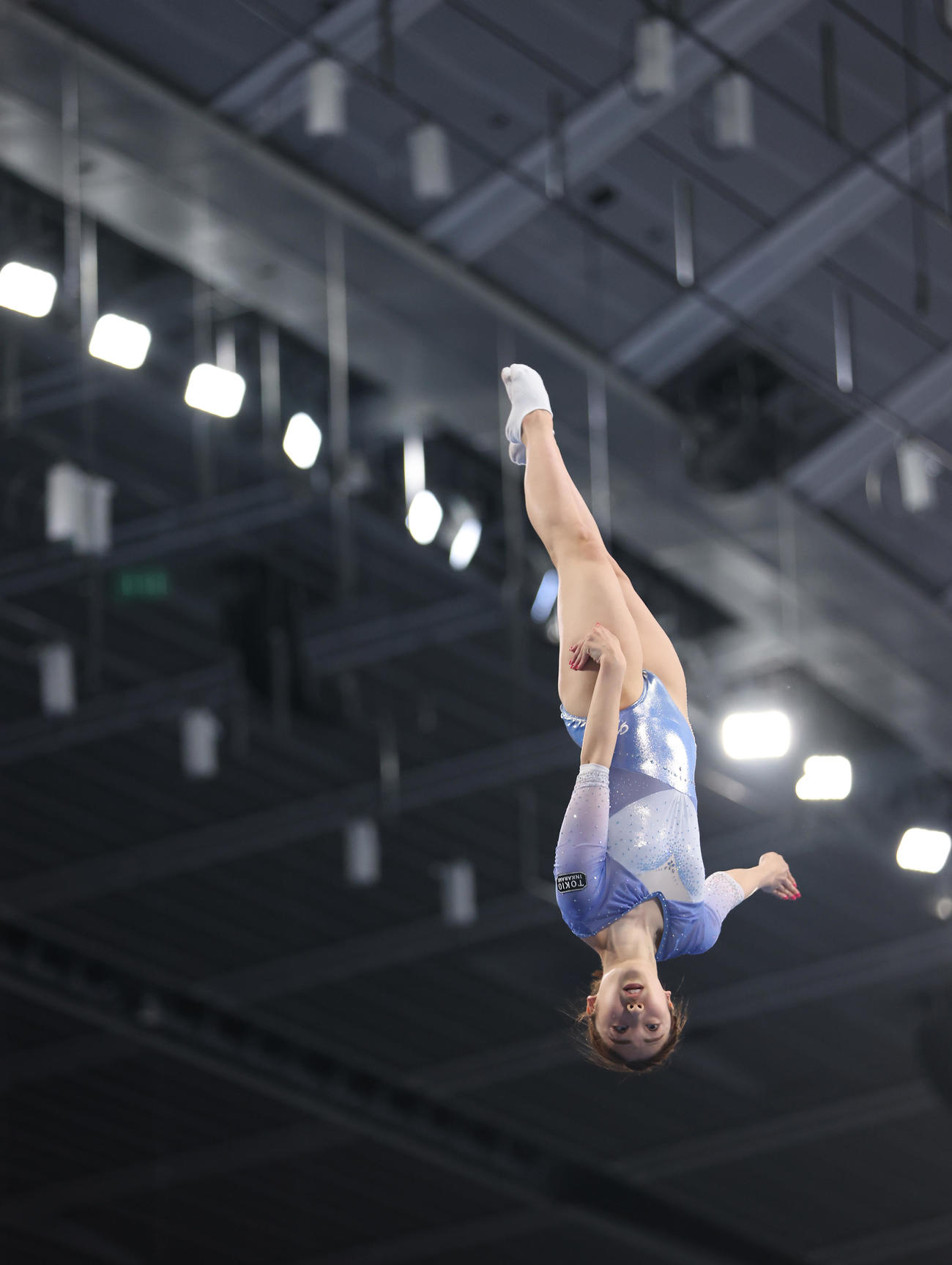 女子予選で演技する森（撮影・垰建太）
