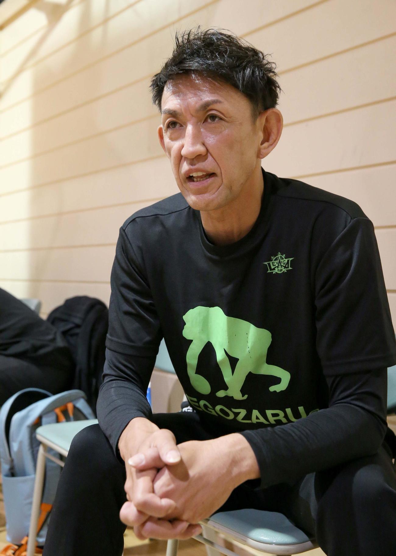 引退試合に向け心境を話すレバンガ北海道の折茂氏（撮影・黒川智章）
