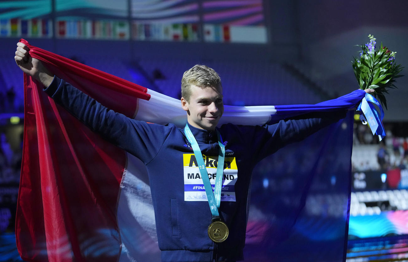 競泳世界選手権　男子200メートル個人メドレーを制したレオン・マルシャン（AP）