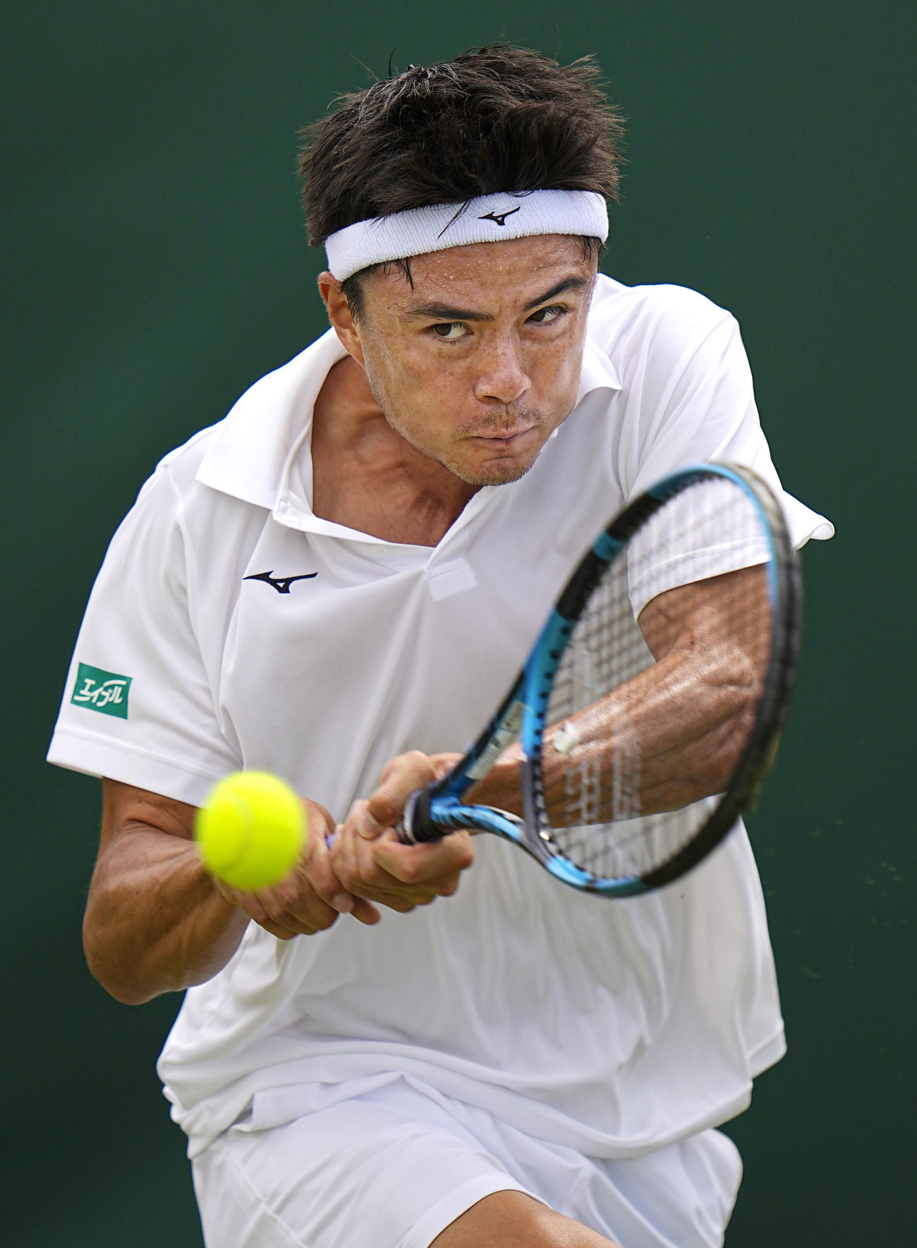 男子シングルス1回戦　セバスティアン・バエスと対戦するダニエル太郎（共同）