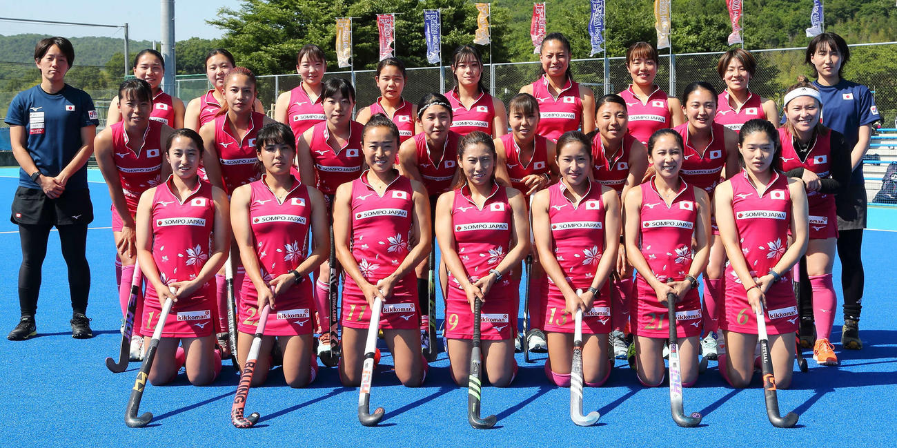 W杯のため渡欧する直前、岡山・赤磐市で合宿したホッケー女子日本代表さくらジャパン