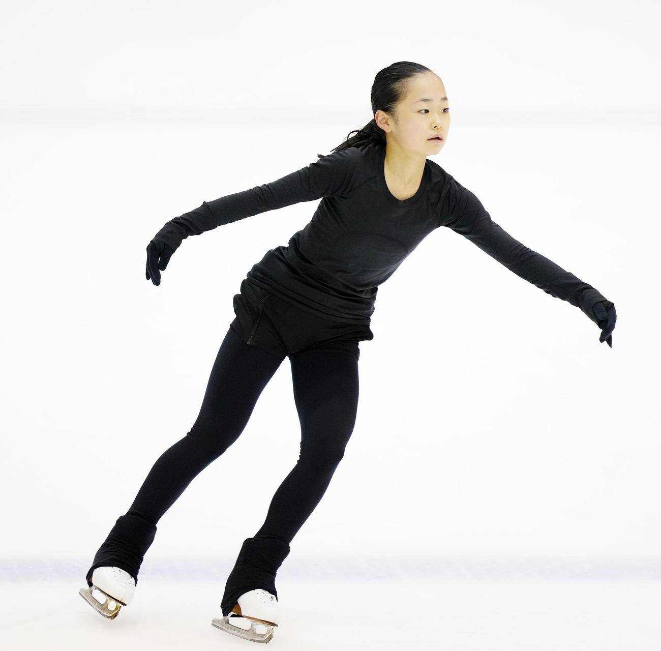 フィギュアスケートの全日本合宿で公開練習に臨む島田（撮影・江口和貴）