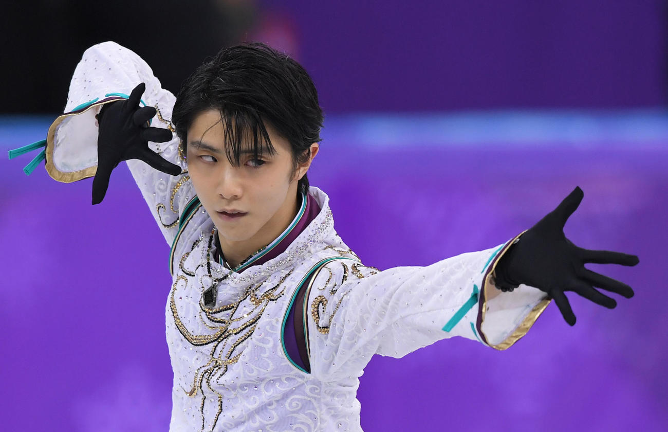 2018年2月17日平昌五輪　フィギュアスケート男子フリー　演技する、五輪2連覇を達成した羽生結弦