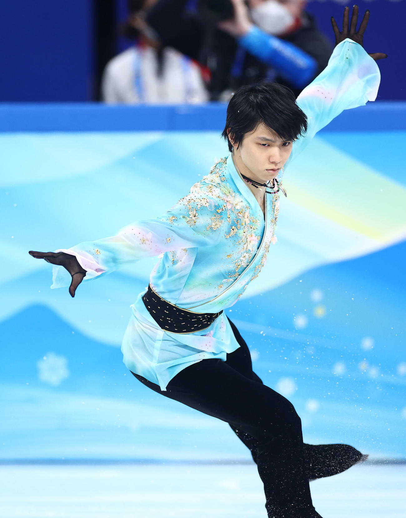 2022年2月10日、北京五輪　男子フリーの演技をする羽生結弦