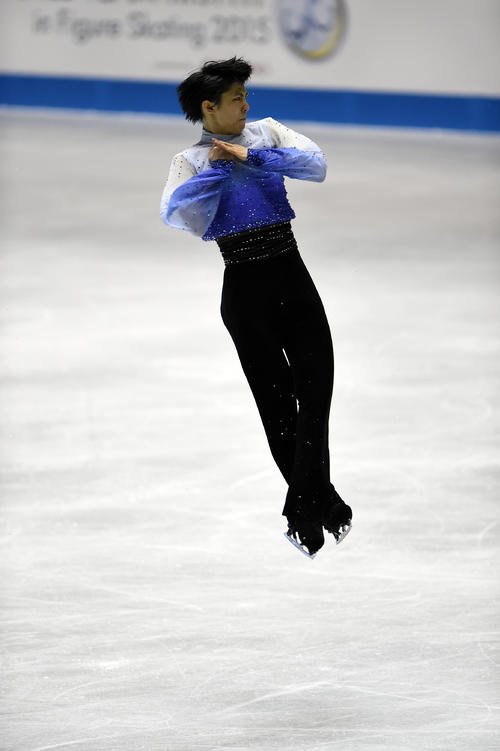 2015年4月16日フィギュアスケート世界国別対抗戦　男子シングル・SP 4回転ジャンプを成功させる羽生