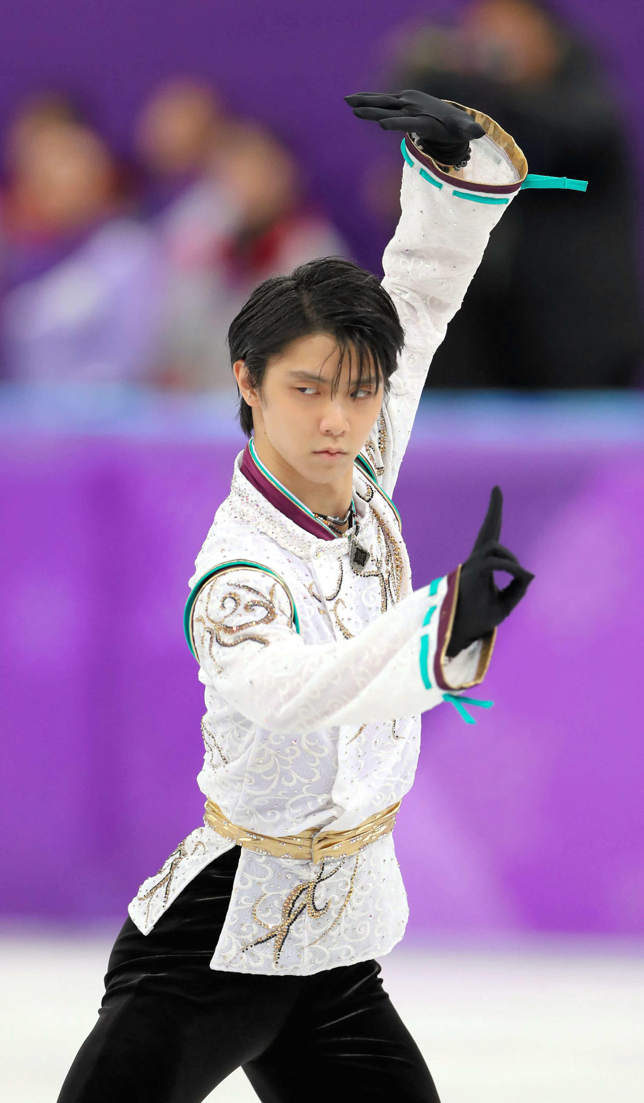 18年2月、平昌五輪のフリーで演技する羽生