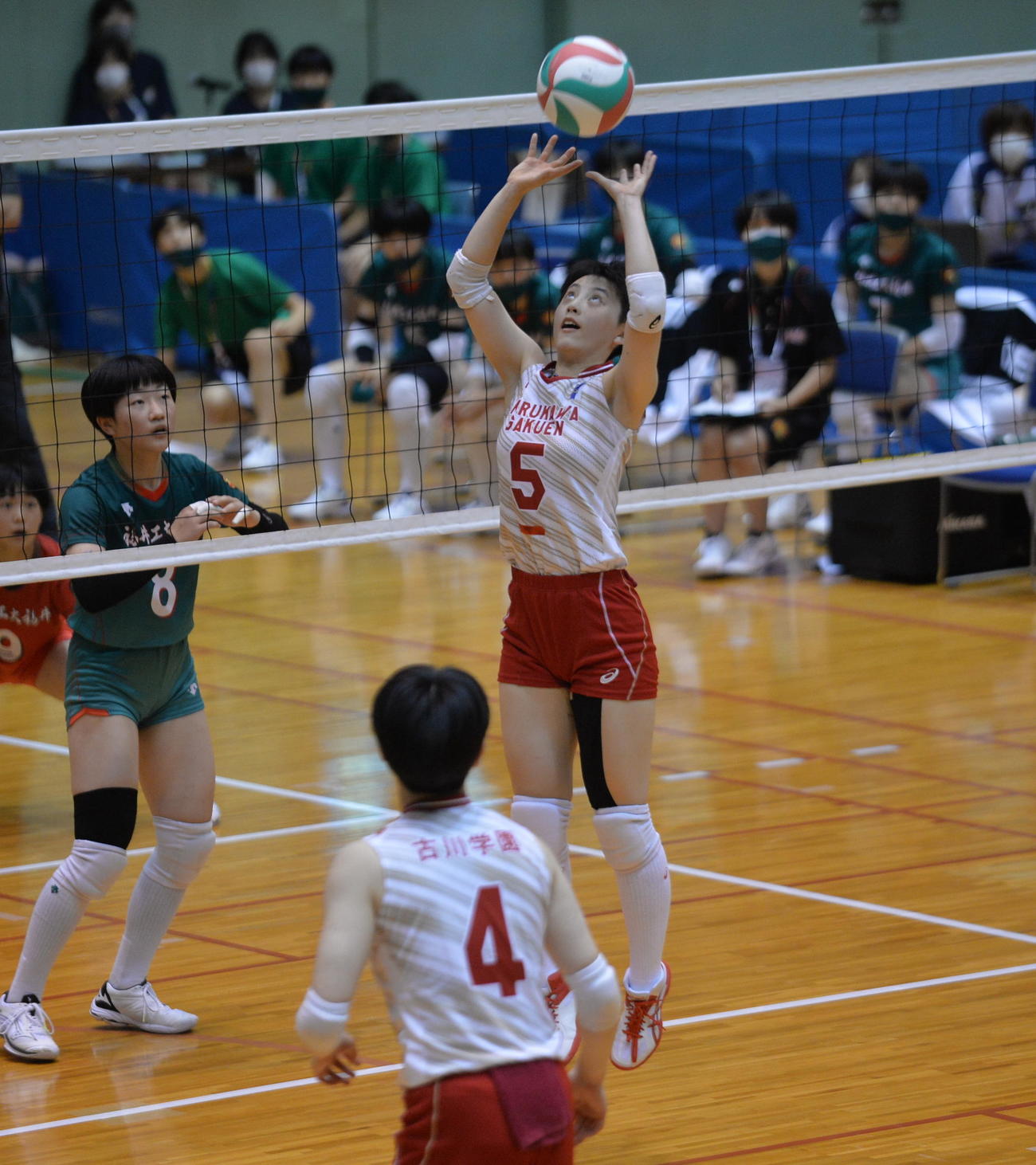 第2S、トスを上げる古川学園・熊谷