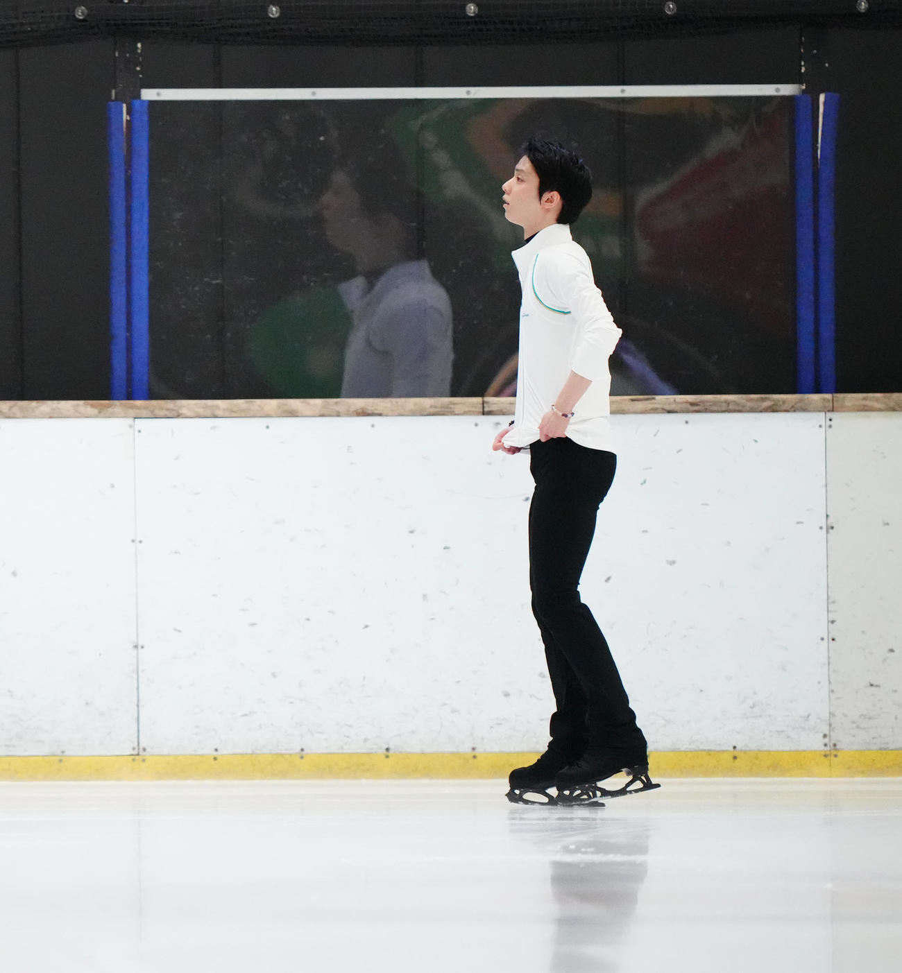 公開練習に臨む羽生結弦さん（撮影・江口和貴）